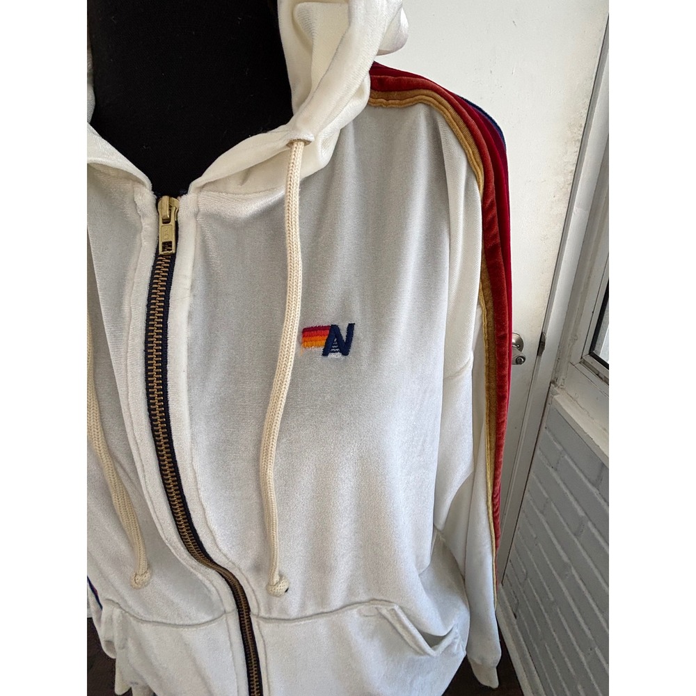 Aviator Nation Classic Velvet Relaxed Zip Hoodie Small Rainbow Athleisure velour - Picture 3 of 11